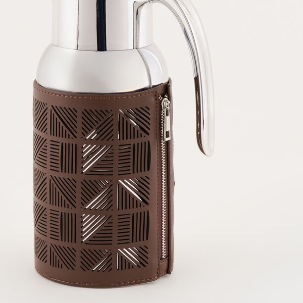 Dallaty Stainless Steel Thermos with Leather Touch, Brown, 1.3L image number 3