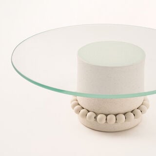 Selah off white glass cake stand 30.5*30.5*12 cm