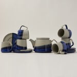 Grey and blue porcelain English tea cups set 13 pcs image number 0
