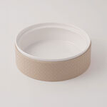 La Mesa Porcelain Tagine With Beige Leather Coat, White, 7" image number 2