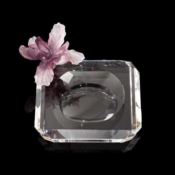 Glass Round Ashtray Crystal Flower Purple image number 3