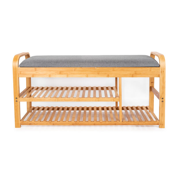 3 Tiers Bamboo/Mdf Shoes Bench ,Cushion  image number 2