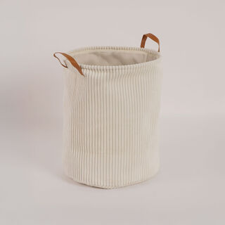 Cottage Polyester Laundry Hamper With Leather Handle 40*40*50 Cm
