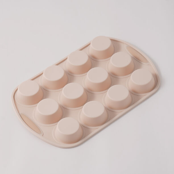 Alberto silicone 12 large muffin cups 38.5*25*3cm, beige image number 1