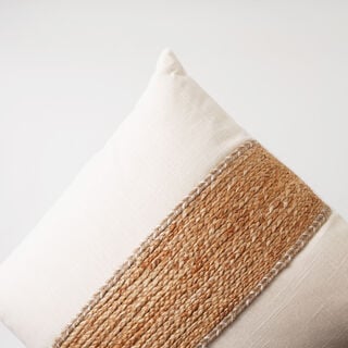Boutique Blanche cotton cushion with thread embroidery 45*45*15cm, brown