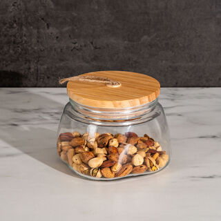 Alberto Glass Jar With Wooden Lid And Hemp Rope 1150Ml