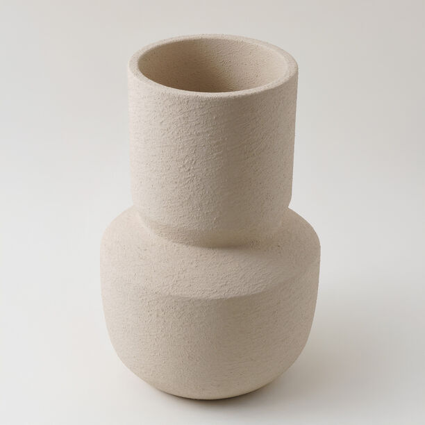 Homez Clay Stone Vase 12*12*27Cm, Offwhite image number 1