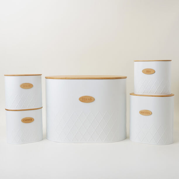 ألبرتو حافظات تخزين 5قطع معدنية، أبيض 34.5*22*25 سم image number 0