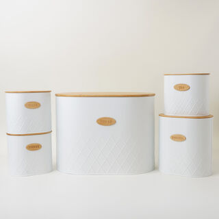 ألبرتو حافظات تخزين 5قطع معدنية، أبيض 34.5*22*25 سم ألبرتو حافظات تخزين 5قطع معدنية، أبيض 34.5*22*25 سم