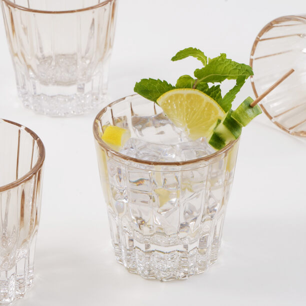 La Mesa 4 Pcs Embossed Tumbler Glass Set, Ombre Light Brown 8.5*8.5*8.7 Cm image number 0