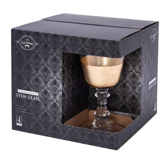 Stemglass 4 Pcs Set Gold Grid Cut