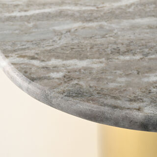 Homez Coffee Table Marble Top Gold Base, 80*75*33Cm