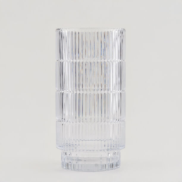 هومز فازة زجاج فضي مضلّع 14*14*27.6 سم image number 0