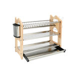 3 Layer Stainless Steel Dish Rack With Wood 55cm Alberto image number 3