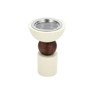 Oud Burner Wood And Marble Dia 11* Ht: 17 Cm