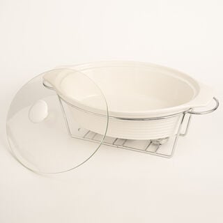 La Mesa Casserole With Candle Stand Silver 38 cm