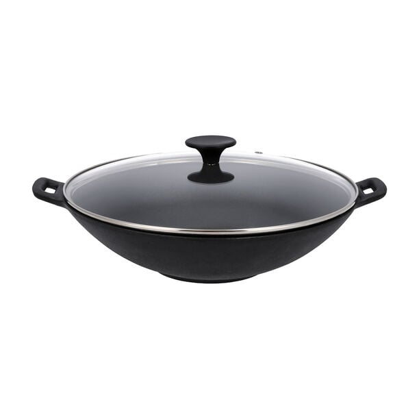 Cast Iron Wok With Glass Lid And Grate image number 0