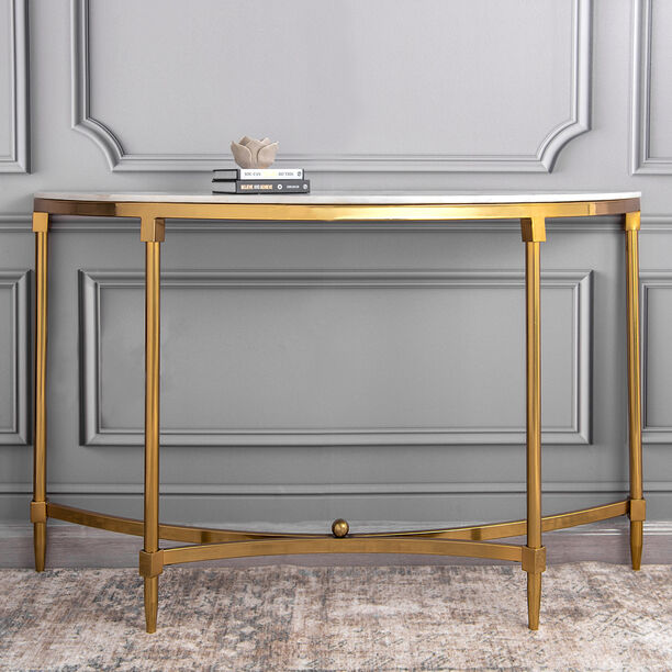 Console Table Marble Top Steel Legs Gold 120*40*76 cm image number 1
