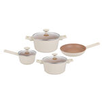 بنتولا طقم قدور 7 قطع ألومنيوم غير لاصق مع أغطية زجاج، أوف وايت image number 2