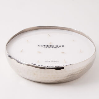 Homez scented candle in large metal tray