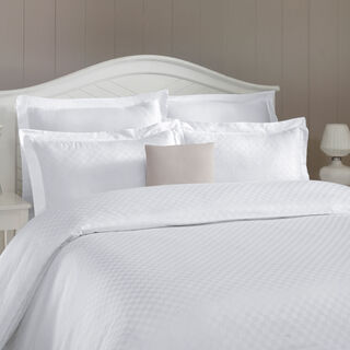 Duvet Cover Set 3 Pieces Cotton King Size Embroidery White 
