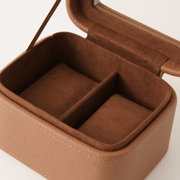 هومز صندوق ساعات جلد بقسمين 12*8*9سم، بني image number 3