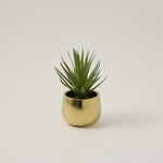 Grass sword artificial plant In gold pot image number 2