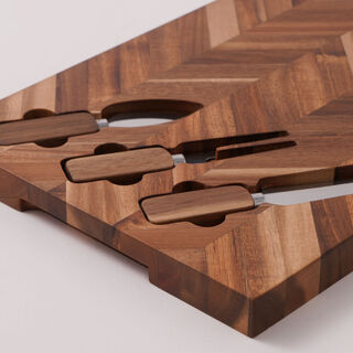 Alberto acacia wood herringbone cheese board set 35*25*2.5 cm