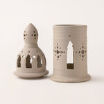 Homez beige ceramic candle holder 13.5*13.5*35.2 cm image number 1