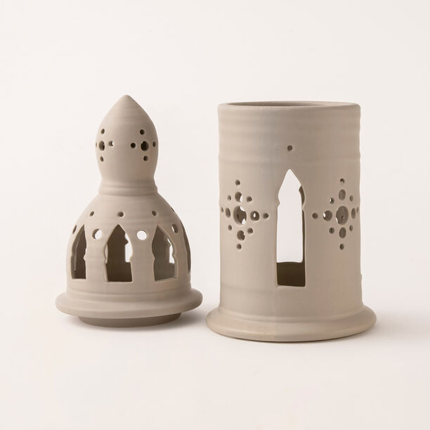 Homez beige ceramic candle holder 13.5*13.5*35.2 cm image number 1