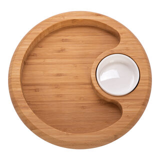 Alberto Bamboo Serving Plate With Ceramic Bowl 