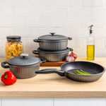 7 Piece Alberto Granite Cookware Set Gray With Metal Cover image number 8