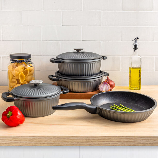 7 Piece Alberto Granite Cookware Set Gray With Metal Cover image number 8