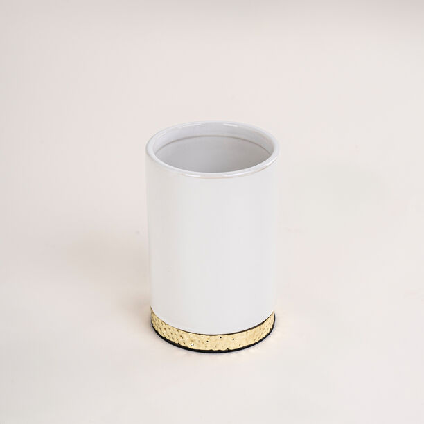 3 Piece Bath Accessories Set Stoneware Elite Gold image number 3