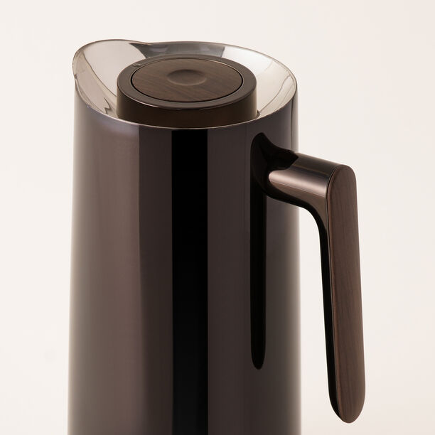Dallaty 1L Black Steel Thermos With Wooden Handle image number 2