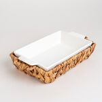 Porcelain Rectangular Dish With Rattan Basket image number 2