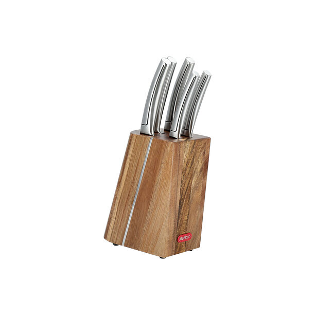 Alberto stainless steel knife set with wooden knife block 5 pcs image number 1