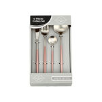 16 Pcs Modern Cutlery Set Silver And Pink Handle image number 2