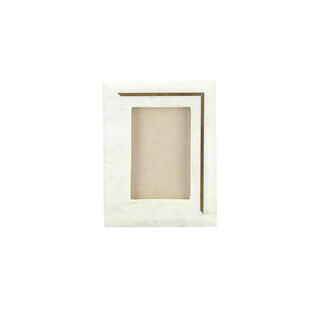 White Stone Photo with Frame Brass Inlay