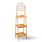 هومز رف حمام بامبو ثلاث طبقات مع مرآة 41*36*162سم، بيج image number 0