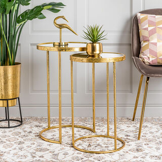 2 Pcs Nested Table Gold