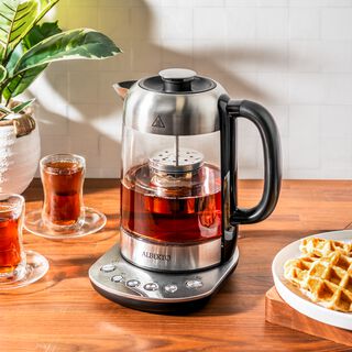 Alberto glass tea maker with steel control base ,1850 W