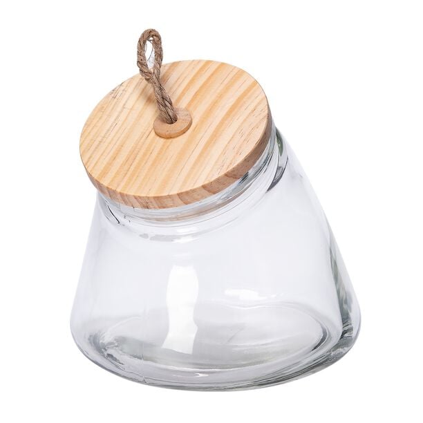 Alberto Leaning Glass Jar With Wooden Lid 1600Ml image number 1