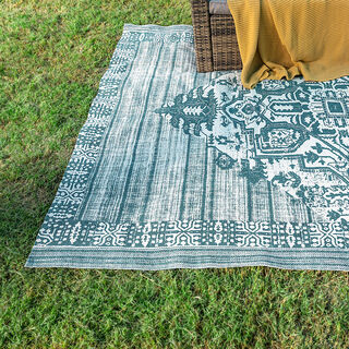 Cottage 100% cotton green printed rug 160*230cm