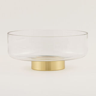 لا ميسا وعاء تقديم زجاجي كبير بقاعدة معدنية باللون الذهبي 10.5*26سم