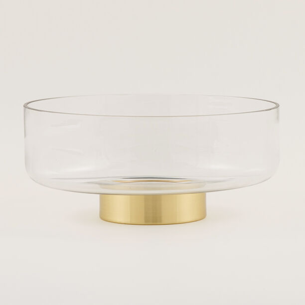لا ميسا وعاء تقديم زجاجي كبير بقاعدة معدنية باللون الذهبي 10.5*26سم image number 0