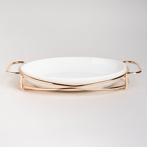 Oval Plate With Stand Silver 12" image number 0