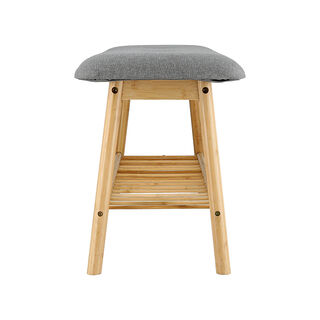 Bamboo And Fabric Bench 90X34X45 Cm