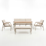 Homez 5 Piece Beige Steel Patio Dining Sofa Set With Bench image number 0