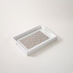 Dallaty White Wooden 2Pcs Tray Set, Large And Small, Brown Patterned image number 2